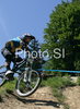 Dennis Dertell of Sweden riding during final run of Mountain Bike Downhill European Championships in Kranjska Gora, Slovenia. MTB Downhill European Championships was held on Sunday, 14th of June 2009 in Kranjska Gora, Slovenia.
