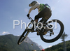 Nejc Rutar of Slovenia riding during final run of Mountain Bike Downhill European Championships in Kranjska Gora, Slovenia. MTB Downhill European Championships was held on Sunday, 14th of June 2009 in Kranjska Gora, Slovenia.
