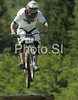 Aki Farm of Finland riding during final run of Mountain Bike Downhill European Championships in Kranjska Gora, Slovenia. MTB Downhill European Championships was held on Sunday, 14th of June 2009 in Kranjska Gora, Slovenia.
