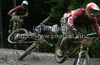 David Graf of Switzerland is falling during Mountain Bike UCI World cup Four cross finals. Four cross finals of Mountain Bike UCI World cup were held on Saturday, 15th of May 2010 in Maribor, Slovenia.

