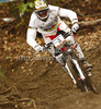 Steve Peat of Great Britain riding during men Mountain Bike UCI World cup downhill race. Downhill race of Mountain Bike UCI World cup was held on Sunday, 16th of May 2010 in Maribor, Slovenia.
