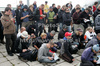 Paragliders during briefing before start of first race of Nordic Open 2009 in Preddvor, Slovenia. First successful race of Nordic Open 2009 was had start on Krvavec, Slovenia, and was held on 9th of July 2009.
