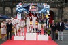 Third placed HIRVONEN Mikko/ LEHTINEN Jarmo (CITROEN TOTAL ABU DHABI WRT), winners Daniel SORDO / Carlos DEL BARRIO (CITROEN TOTAL ABU DHABI WRT) and second placed NEUVILLE Thierry / GILSOUL Nicolas (QATAR WORLD RALLY TEAM) celebrate their success in the FIA WRC Rallye of Germany, Panzerplatte in Baumholder, Germany on 2013/08/25.
