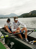 Winners of double scull race, Iztok Cop (R) and Luka Spik of Slovenia (L) after their victory in double scull race of 53rd International Bled rowing regata. Bled rowing regata was held in Bled, Slovenia on 14th of June 2008.
