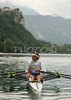 Winners of double scull race, Iztok Cop (R) and Luka Spik of Slovenia (L) after their victory in double scull race of 53rd International Bled rowing regata. Bled rowing regata was held in Bled, Slovenia on 14th of June 2008.
