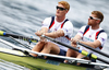 Matthew Wells and Marcus Bateman of Great Britain competing during finals of FISA Rowing World cup in Bled, Slovenia. Final races of FISA Rowing World cup were held on Sunday, 30th of May 2010 in lake Bled in Bled, Slovenia.

