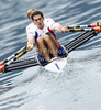 Jeremie Azou and Remi Di Girolamo of France competing during finals of FISA Rowing World cup in Bled, Slovenia. Final races of FISA Rowing World cup were held on Sunday, 30th of May 2010 in lake Bled in Bled, Slovenia.
