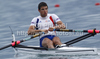Julien Bahain of France competing during finals of FISA Rowing World cup in Bled, Slovenia. Final races of FISA Rowing World cup were held on Sunday, 30th of May 2010 in lake Bled in Bled, Slovenia.
