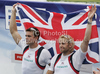 Peter Reed and Andrew Triggs Hodge of Great Britain celebrating their medals after finals of FISA Rowing World cup in Bled, Slovenia. Final races of FISA Rowing World cup were held on Sunday, 30th of May 2010 in lake Bled in Bled, Slovenia.
