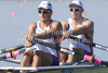 French team, BERREST Cedric BAHAIN Julien,  competing in the mens Double Sculls at the 2010 European Rowing Championships held at the aquatic centre, Montemor-o-Velho, Portugal.
