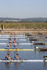The teams line up to  compete in the mens Double Sculls at the 2010 European Rowing Championships held at the aquatic centre, Montemor-o-Velho, Portugal.
