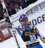 Rok Perko of Slovenia reacts in the finish of the Men Downhill race of Audi FIS alpine skiing World Cup in Val Gardena, Italy. Downhill race of Men Audi FIS Alpine skiing World Cup 2012-2013, was held on Saturday, 15th of December 2012, on Saslong course in Val Gardena, Italy.
