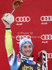 Second placed Rok Perko of Slovenia celebrates his medal won in the Men Downhill race of Audi FIS alpine skiing World Cup in Val Gardena, Italy. Downhill race of Men Audi FIS Alpine skiing World Cup 2012-2013, was held on Saturday, 15th of December 2012, on Saslong course in Val Gardena, Italy.

