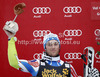 Second placed Rok Perko of Slovenia celebrates his medal won in the Men Downhill race of Audi FIS alpine skiing World Cup in Val Gardena, Italy. Downhill race of Men Audi FIS Alpine skiing World Cup 2012-2013, was held on Saturday, 15th of December 2012, on Saslong course in Val Gardena, Italy.
