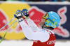 Christof Innerhofer of Italy reacts in the finish of the Men Super G race of Audi FIS alpine skiing World Cup in Kitzbuehel, Austria. Super G race of Men Audi FIS Alpine skiing World Cup 2012-2013, was held on Friday, 25th of January, 2013, on  course Streifalm in Kitzbuehel, Austria.

