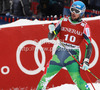 Andreas Romar of Finland reacts in the finish of the Men Super G race of Audi FIS alpine skiing World Cup in Kitzbuehel, Austria. Super G race of Men Audi FIS Alpine skiing World Cup 2012-2013, was held on Friday, 25th of January, 2013, on  course Streifalm in Kitzbuehel, Austria.
