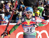 Andreas Romar of Finland reacts in the finish of the Men Downhill race of Audi FIS alpine skiing World Cup in Kitzbuehel, Austria. Downhill race of Men Audi FIS Alpine skiing World Cup 2012-2013, was held on Saturday, 26th of January, 2013, on  course Streifalm in Kitzbuehel, Austria.
