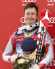 Second placed Erik Guay of Canada celebrates his medal won in the Men Downhill race of Audi FIS alpine skiing World Cup in Kitzbuehel, Austria. Downhill race of Men Audi FIS Alpine skiing World Cup 2012-2013, was held on Saturday, 26th of January, 2013, on  course Streifalm in Kitzbuehel, Austria.
