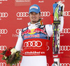 Winner Dominik Paris of Italy celebrates his medal won in the Men Downhill race of Audi FIS alpine skiing World Cup in Kitzbuehel, Austria. Downhill race of Men Audi FIS Alpine skiing World Cup 2012-2013, was held on Saturday, 26th of January, 2013, on  course Streifalm in Kitzbuehel, Austria.
