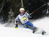 Mattias Hargin of Sweden skiing in the first run of the Men Slalom race of Audi FIS alpine skiing World Cup in Kitzbuehel, Austria. Slalom race of Men Audi FIS Alpine skiing World Cup 2012-2013, was held on Sunday, 27th of January, 2013, on  course Ganslern in Kitzbuehel, Austria.
