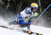 Axel Baeck of Sweden skiing in the first run of the Men Slalom race of Audi FIS alpine skiing World Cup in Kitzbuehel, Austria. Slalom race of Men Audi FIS Alpine skiing World Cup 2012-2013, was held on Sunday, 27th of January, 2013, on  course Ganslern in Kitzbuehel, Austria.
