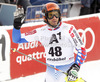 Thomas Mermillod Blondin of France reacts in the finish of the second run of the Men Slalom race of Audi FIS alpine skiing World Cup in Kitzbuehel, Austria. Slalom race of Men Audi FIS Alpine skiing World Cup 2012-2013, was held on Sunday, 27th of January, 2013, on  course Ganslern in Kitzbuehel, Austria.
