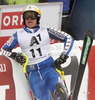Mattias Hargin of Sweden reacts in the finish of the second run of the Men Slalom race of Audi FIS alpine skiing World Cup in Kitzbuehel, Austria. Slalom race of Men Audi FIS Alpine skiing World Cup 2012-2013, was held on Sunday, 27th of January, 2013, on  course Ganslern in Kitzbuehel, Austria.
