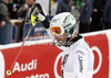 Manfred Pranger of Austria reacts in the finish of the second run of the Men Slalom race of Audi FIS alpine skiing World Cup in Kitzbuehel, Austria. Slalom race of Men Audi FIS Alpine skiing World Cup 2012-2013, was held on Sunday, 27th of January, 2013, on  course Ganslern in Kitzbuehel, Austria.
