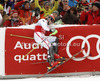 Marcel Hirscher of Austria reacts in the finish of the second run of the Men Slalom race of Audi FIS alpine skiing World Cup in Kitzbuehel, Austria. Slalom race of Men Audi FIS Alpine skiing World Cup 2012-2013, was held on Sunday, 27th of January, 2013, on  course Ganslern in Kitzbuehel, Austria.

