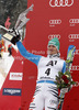 Second placed Felix Neureuther of Germany celebrates his medal won in the Men Slalom race of Audi FIS alpine skiing World Cup in Kitzbuehel, Austria. Slalom race of Men Audi FIS Alpine skiing World Cup 2012-2013, was held on Sunday, 27th of January, 2013, on  course Ganslern in Kitzbuehel, Austria.
