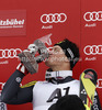 Winner in combination race Ivica Kostelic of Croatia celebrates his medal won in the Men Classic Combination race of Audi FIS alpine skiing World Cup in Kitzbuehel, Austria. Slalom race of Men Audi FIS Alpine skiing World Cup 2012-2013, was held on Sunday, 27th of January, 2013, on  course Ganslern in Kitzbuehel, Austria.
