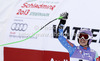 Winner Tina Maze of Slovenia reacts in the finish of the Ladies Super G race of Fis Alpine World Ski Championships 2013 Schladming, Austria. Ladies Super G race of Fis Alpine World Ski Championships 2013 Schladming, was held on Tuesday, 5th of February, 2013, on  course Streicher in Schladming , Austria.
