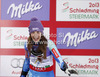 Winner and new super-g World champions Tina Maze of Slovenia celebrates her victory in the finish of the Ladies Super G race of Fis Alpine World Ski Championships 2013 Schladming, Austria. Ladies Super G race of Fis Alpine World Ski Championships 2013 Schladming, was held on Tuesday, 5th of February, 2013, on  course Streicher in Schladming , Austria.
