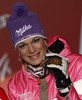 Third placed Maria Hoefl - Riesch of Germany celebrates her medal won in the Ladies Downhill race of Fis Alpine World Ski Championships 2013 Schladming, Austria. Ladies Downhill race of Fis Alpine World Ski Championships 2013 Schladming, was held on Sunday, 10th of February, 2013, on  course Streicher in Schladming, Austria.
