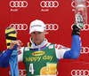 Third placed Alexis Pinturault of France celebrates his medal won in Mens Giant slalom race of Audi FIS Ski World cup Kranjska gora, Slovenija. The Mens Giant Slalom race of Audi FIS Ski World cup 2013 was held on Saturday, 9th of March, 2013, on  course Podkoren in Kranjska gora, Slovenija.
