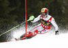 Marcel Hirscher of Austria skiing in the first run of the Mens Slalom race of Audi FIS Ski World cup Kranjska gora, Slovenija. The Mens Slalom race of Audi FIS Ski World cup 2013 was held on Sunday, 10th of March, 2013, on  course Podkoren in Kranjska gora, Slovenija.
