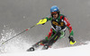 Santeri Paloniemi of Finland skiing in the first run of the Mens Slalom race of Audi FIS Ski World cup Kranjska gora, Slovenija. The Mens Slalom race of Audi FIS Ski World cup 2013 was held on Sunday, 10th of March, 2013, on  course Podkoren in Kranjska gora, Slovenija.
