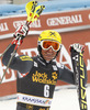Ivica Kostelic of Croatia reacts in the finish of the second run of the Mens Slalom race of Audi FIS Ski World cup Kranjska gora, Slovenija. The Mens Slalom race of Audi FIS Ski World cup 2013 was held on Sunday, 10th of March, 2013, on  course Podkoren in Kranjska gora, Slovenija.
