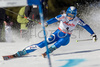 Manuela Moelgg of Italy clears a gate in the first run of FIS women alpine skiing World Cup giant slalom race in Ofterschwang, Germany. Giant slalom World cup race in Ofterschwang, Germany, was held on 26th of January 2008.

