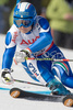 Manuela Moelgg of Italy clears a gate in the first run of FIS women alpine skiing World Cup giant slalom race in Ofterschwang, Germany. Giant slalom World cup race in Ofterschwang, Germany, was held on 26th of January 2008.
