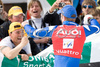 Manfred Moelgg of Italy celebrates with his supporters after winning the crystal ball trophy of the mens slalom discipline title at the alpine ski World Cup finals in Bormio, Italy, Saturday, March 15, 2008.
