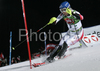 Fifth placed after first run Benjamin Raich of Austria skiing in first run of men slalom World Cup race in Schladming, Austria. Slalom race of traditional Schladming Night race and Men FIS Alpine skiing World Cup was held in Schladming, Austria, on 22nd of January 2008.
