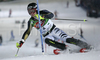 Fourth placed after first run Felix Neureuther of Germany skiing in first run of men slalom World Cup race in Schladming, Austria. Slalom race of traditional Schladming Night race and Men FIS Alpine skiing World Cup was held in Schladming, Austria, on 22nd of January 2008.
