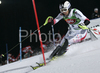 Second placed after first run Mario Matt of Austria skiing in first run of men slalom World Cup race in Schladming, Austria. Slalom race of traditional Schladming Night race and Men FIS Alpine skiing World Cup was held in Schladming, Austria, on 22nd of January 2008.
