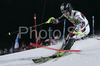 Seventh placed after first run Julien Lizeroux of France skiing in first run of men slalom World Cup race in Schladming, Austria. Slalom race of traditional Schladming Night race and Men FIS Alpine skiing World Cup was held in Schladming, Austria, on 22nd of January 2008.
