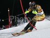 Eighth placed after first run Michael Janyk of Canada skiing in first run of men slalom World Cup race in Schladming, Austria. Slalom race of traditional Schladming Night race and Men FIS Alpine skiing World Cup was held in Schladming, Austria, on 22nd of January 2008.
