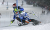 Cristian Deville of Italy skiing in first run of men slalom World Cup race in Schladming, Austria. Slalom race of traditional Schladming Night race and Men FIS Alpine skiing World Cup was held in Schladming, Austria, on 22nd of January 2008.
