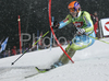 Bernard Vajdic of Slovenia skiing in first run of men slalom World Cup race in Schladming, Austria. Slalom race of traditional Schladming Night race and Men FIS Alpine skiing World Cup was held in Schladming, Austria, on 22nd of January 2008.
