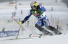 Patrick Thaler of Italy skiing in first run of men slalom World Cup race in Schladming, Austria. Slalom race of traditional Schladming Night race and Men FIS Alpine skiing World Cup was held in Schladming, Austria, on 22nd of January 2008.
