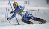 Giuliano Razzoli of Italy skiing in first run of men slalom World Cup race in Schladming, Austria. Slalom race of traditional Schladming Night race and Men FIS Alpine skiing World Cup was held in Schladming, Austria, on 22nd of January 2008.
